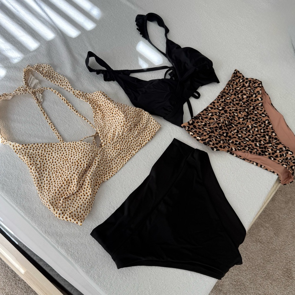 Aerie Black and Animal Print Bikini